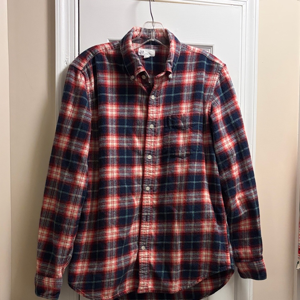 GAP Flannel Red and Blue Plaid Men's Shirt